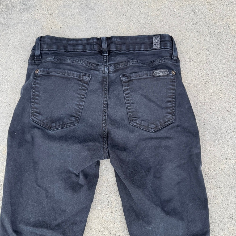 7 Forโ All Mankind The Ankle Skinny Jeans Black Distressed Knee Size 26